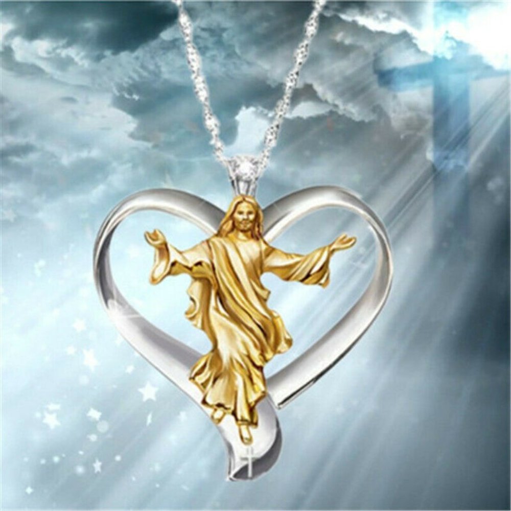 Two tone Wht/Gold Filled Religious Necklace/Ring